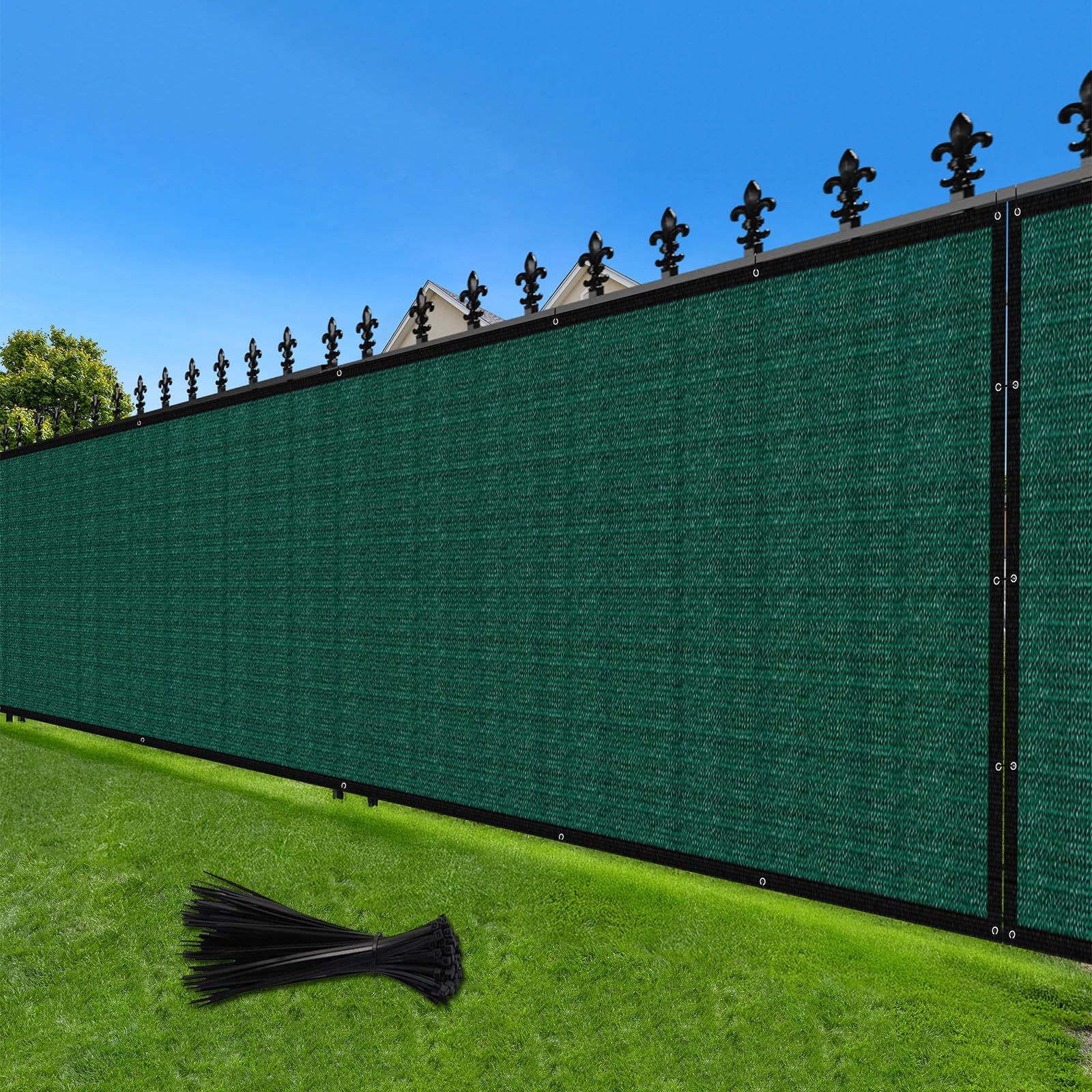 LOVE STORY Custom Size 6' x 118' Outdoor Privacy Fence Screen, Dark Green