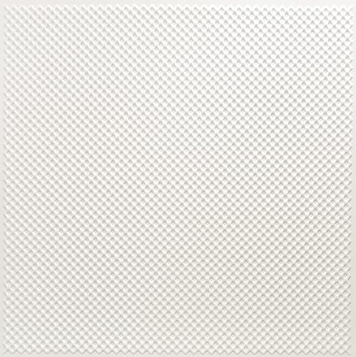 Dundee Deco Panel de pared 3D de PVC de rejilla sintética blanca, 2 x 2 pies (23.6in x 23.6in), decoración de paneles de pared de diseño interior,