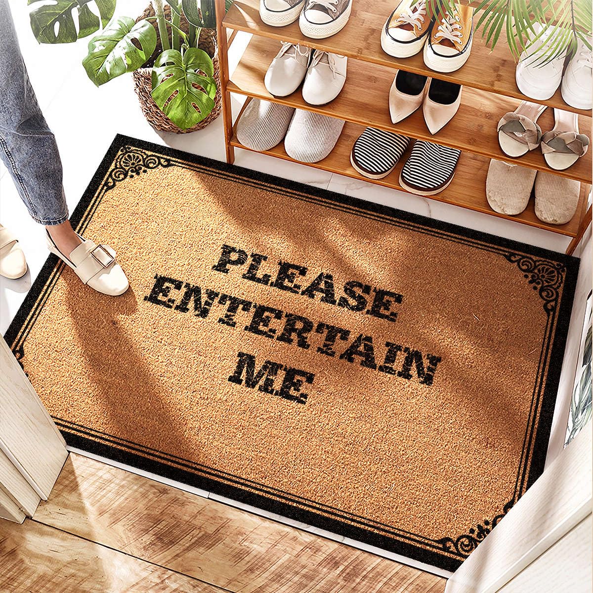 Tapis d'entrée Please Entertain Me drôle pour un accueil chaleureux