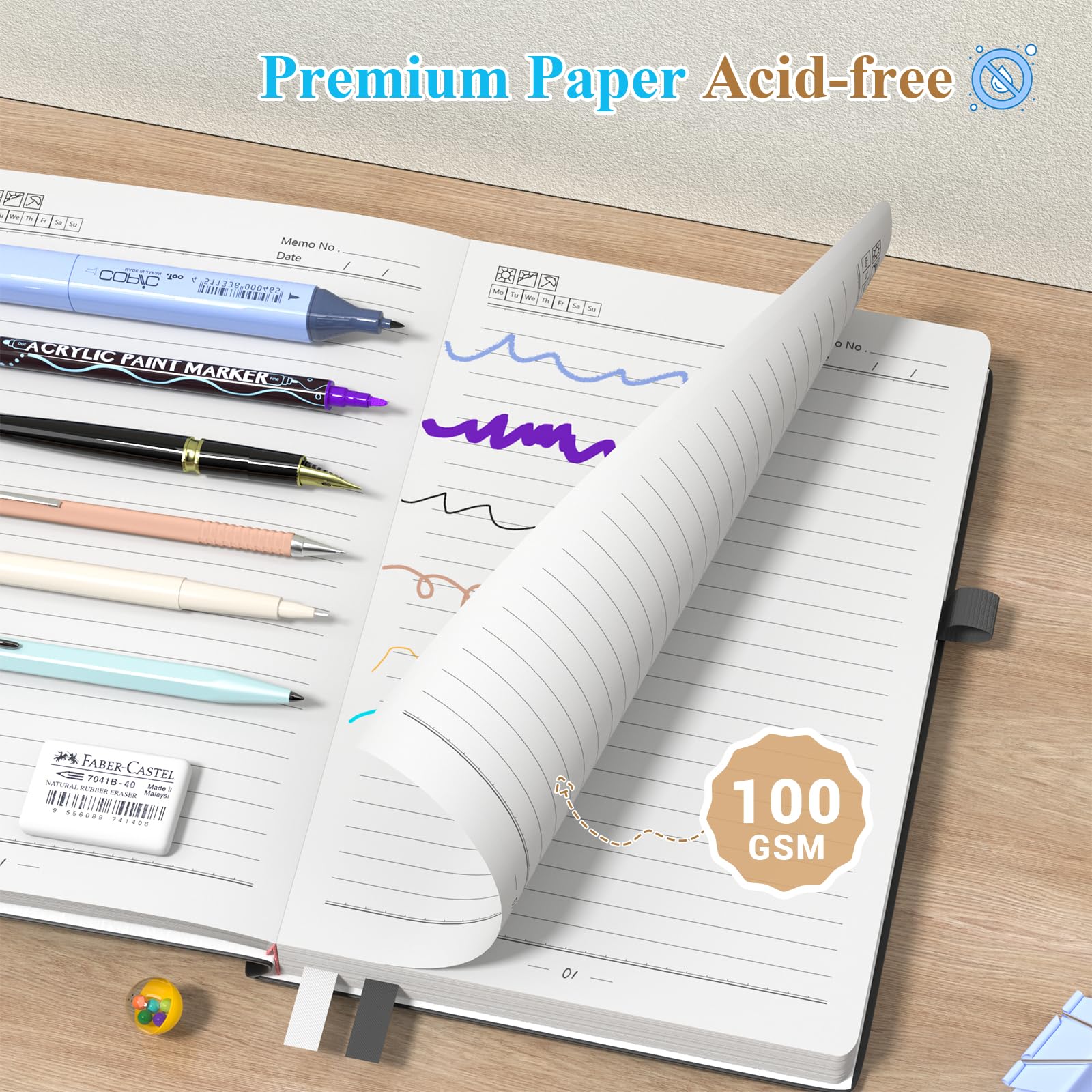 Smarpau Notebook A5 360 Pages, Lined Notebooks with Sticky Notes&Inner Pocket - Image 3