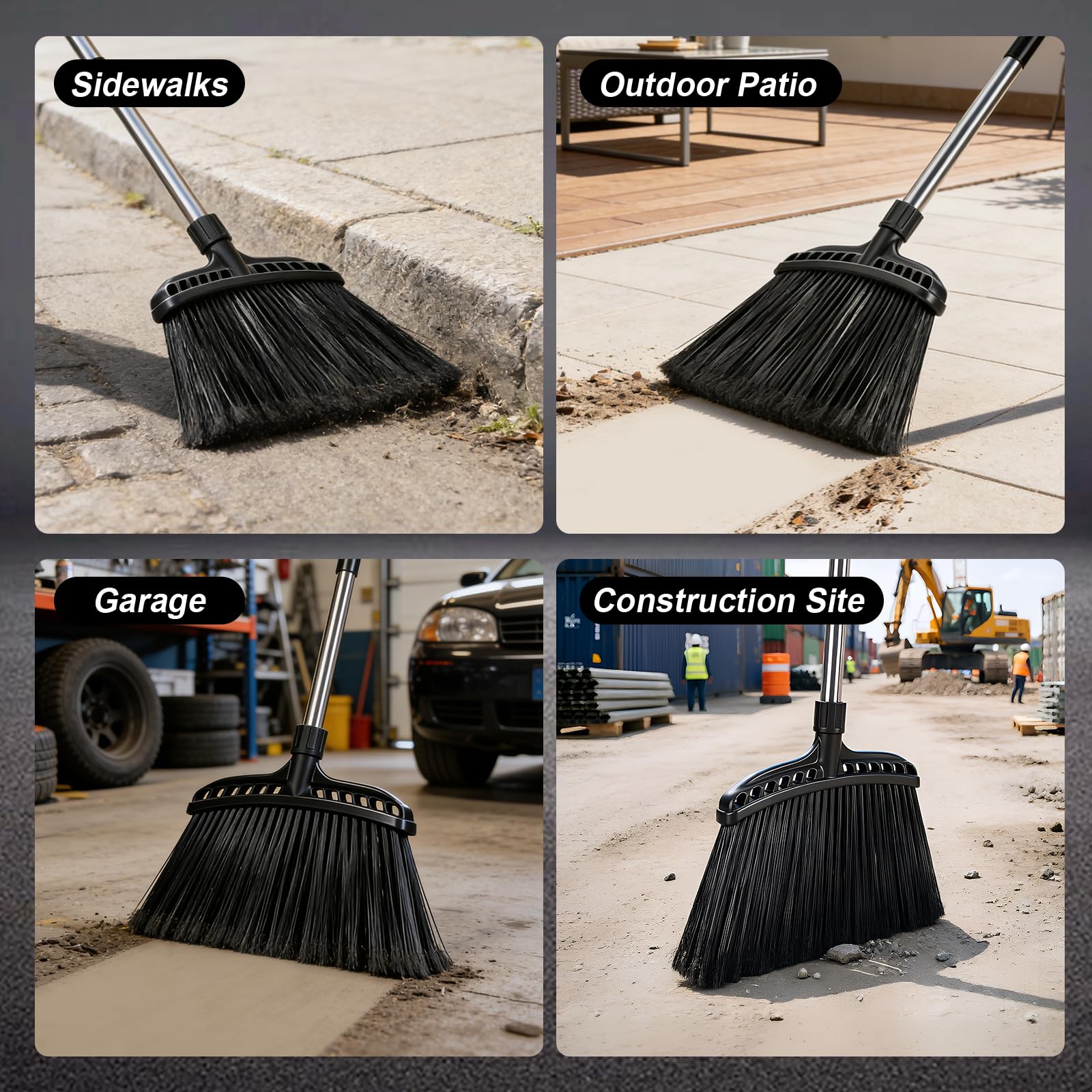 Masthome Scopa da esterno per la pulizia dei pavimenti, scopa commerciale resistente con setole dure, scopa angolare per casa, garage, cucina, ufficio, cortile, atrio, prato, cemento