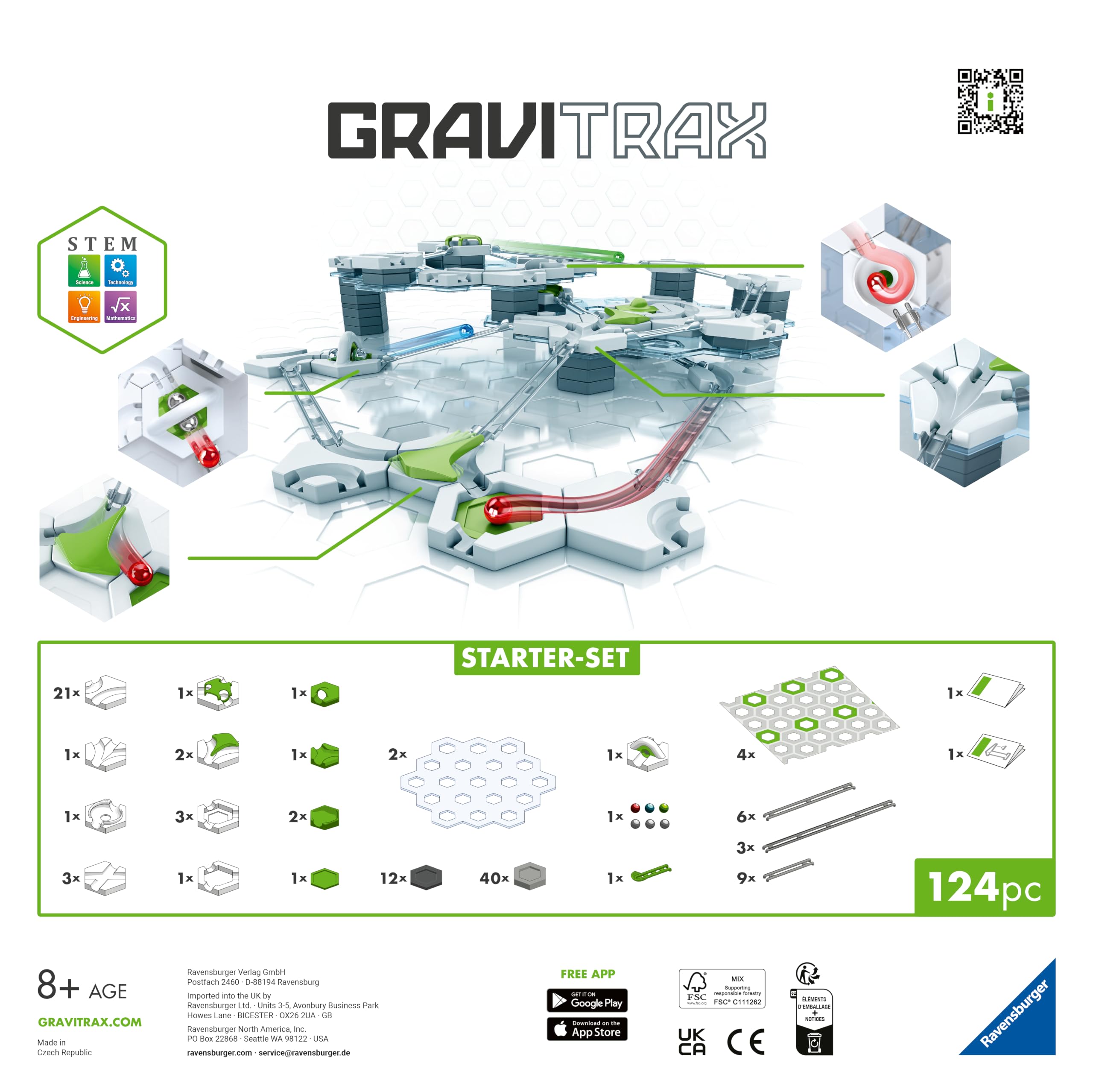 Ravensburger GraviTrax Starter Set – Circuit à Billes pour Enfant 122 pièces – Piste à Billes de Construction – Marble Run éducatif STEM – Jeu Scientifique dès 8 Ans – Version française