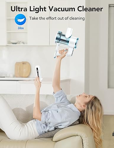 Miniatura 3 de Aspiradora inalámbrica, aspiradora de 23 Kpa con batería recargable, aspiradora doméstica con 40 minutos de tiempo de funcionamiento y 2 velocidades