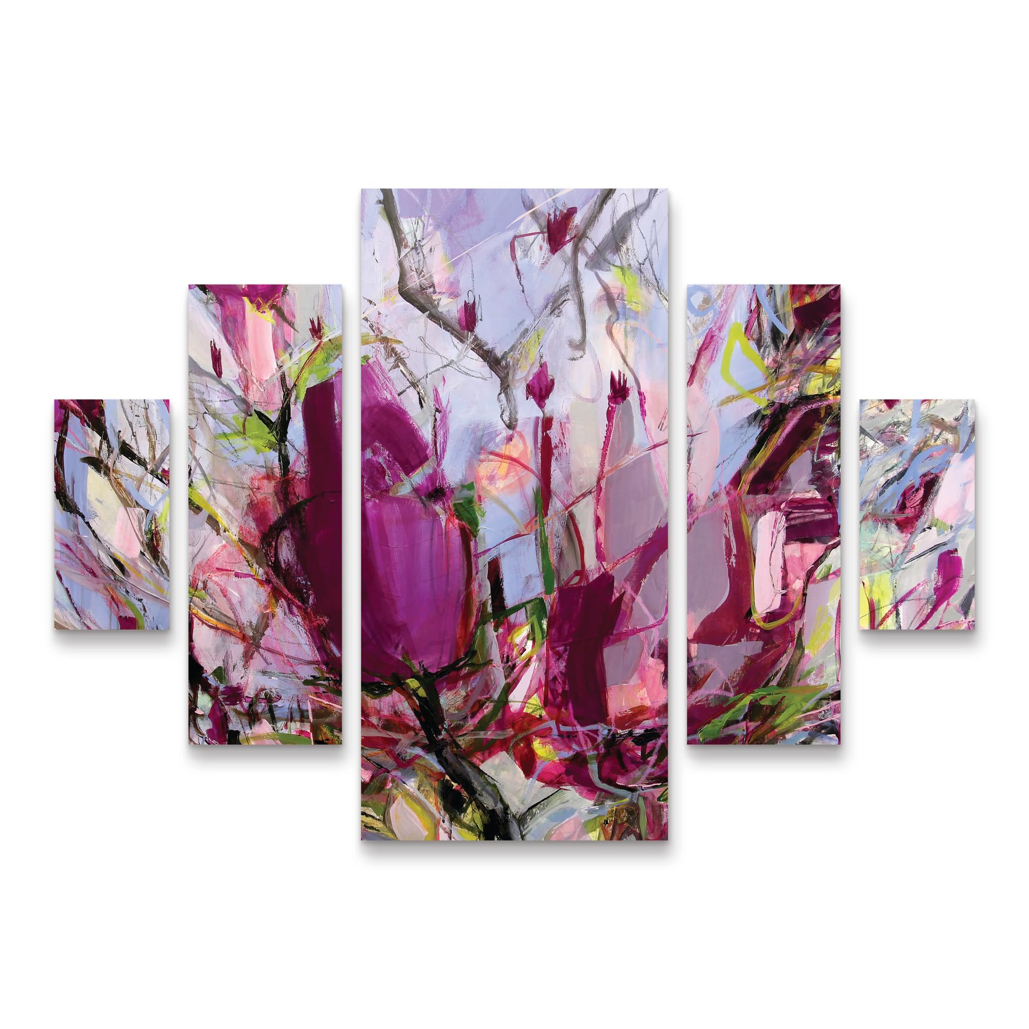 Trademark Fine Art 5 Piece Panel Set Art - Kati Bujna Magnolia Blossoms Wall Art for Living Room