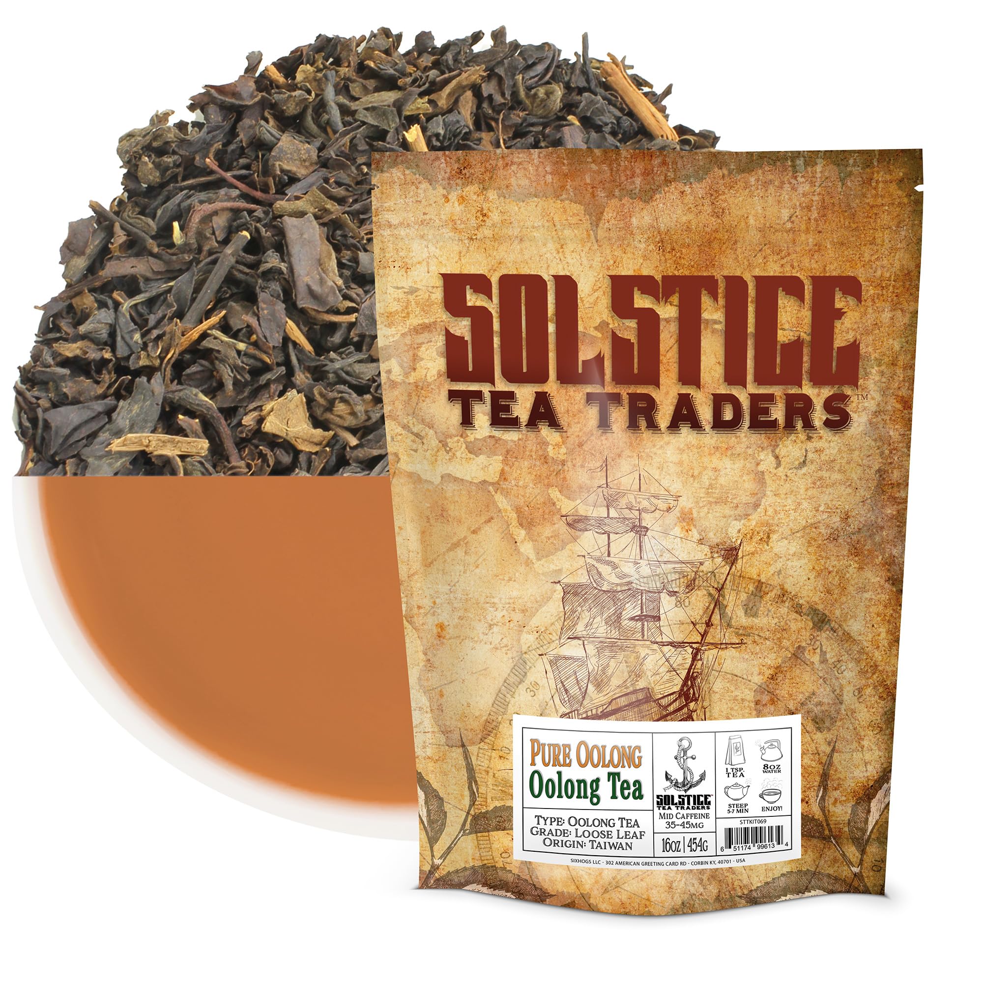 Solstice Oolong Loose Leaf Tea (16-Ounce, Bulk), Formosa Standard Taiwan Oolong Tea, 175+ Cups Per Bag (1 Lb.)
