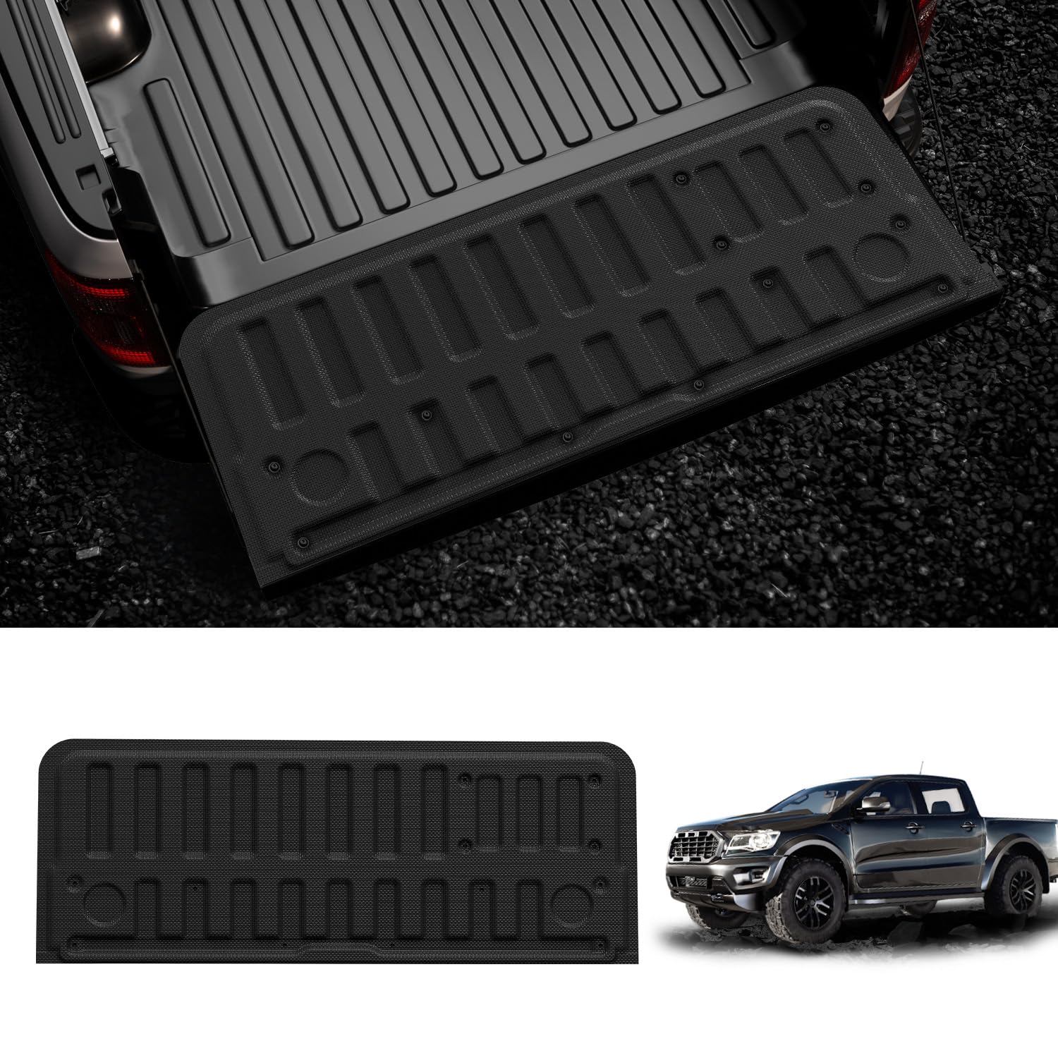 LASFIT Tailgate Mat 2019-2025 2026 for Dodge Ram 1500 Power Tailgate (NOT for Power Tailgate-Release or Standard Tailgate), All Weather TPE Tailgate Protector Liner Replacement Accessories