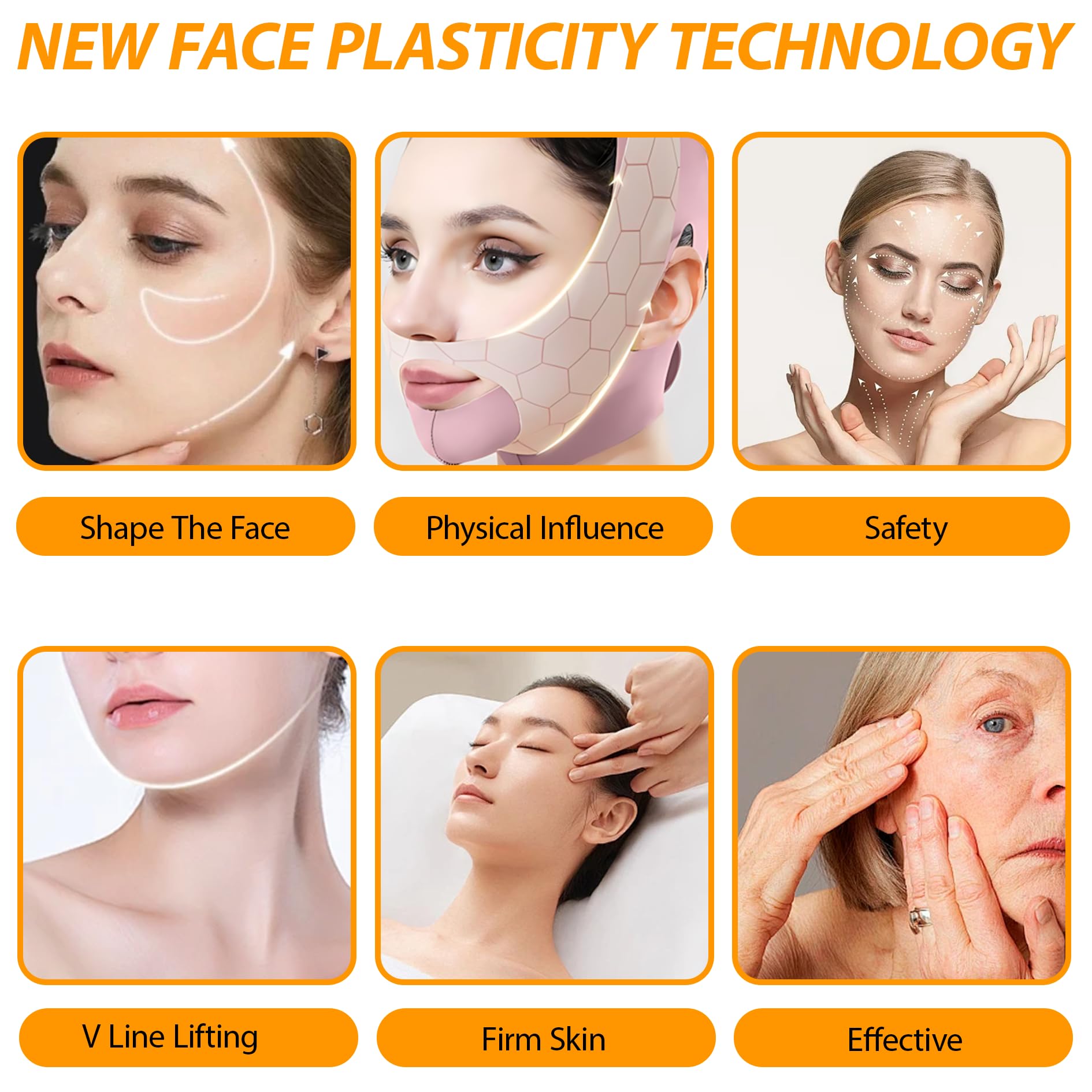 V Line Face Lifting Chin Mask Face Bands Chin Strap for Sleeping Color Double Chin Reducer Jaw Strap for Sleeping 20g Suitable for Female Jaw Exerciser 40 Lifting Patches - Image 4
