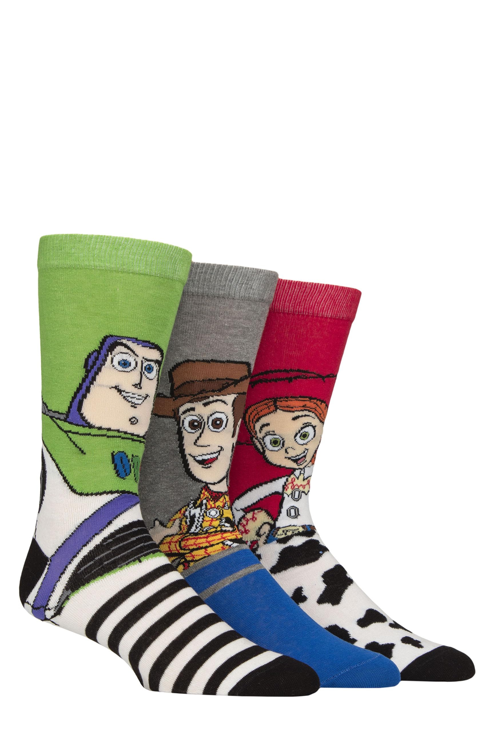 SockShop Męskie damskie skarpety Toy Story – 3 pary wielopak z Woody, Buzz Astral i Jessie, zabawne kolorowe bawełniane obuwie w rozmiarach 36-11 4-8