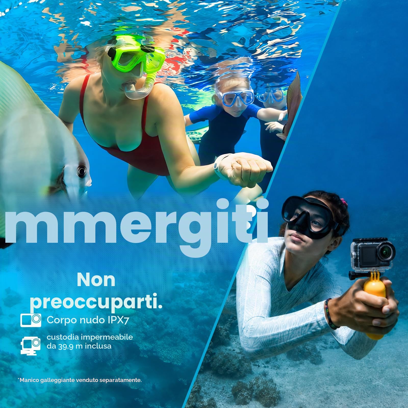 AKASO Brave 7 LE Action Cam 4k30FPS 20MP con Scheda di Memoria U3 da 128GB IPX7 Impermeabile EIS Fotocamera Touch Screen Doppio Schermo Fotocamera Subacquea 40M