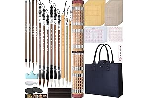 Nezyo 31 Pcs Chinese Calligraphy Set Brush Gift for Beginner