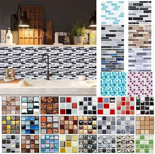 Miniatura 7 de 10 calcomanías autoadhesivas 3D para azulejos de pared, adhesivos decorativos para azulejos de cocina, tocadores de baño, decoración de chimenea,