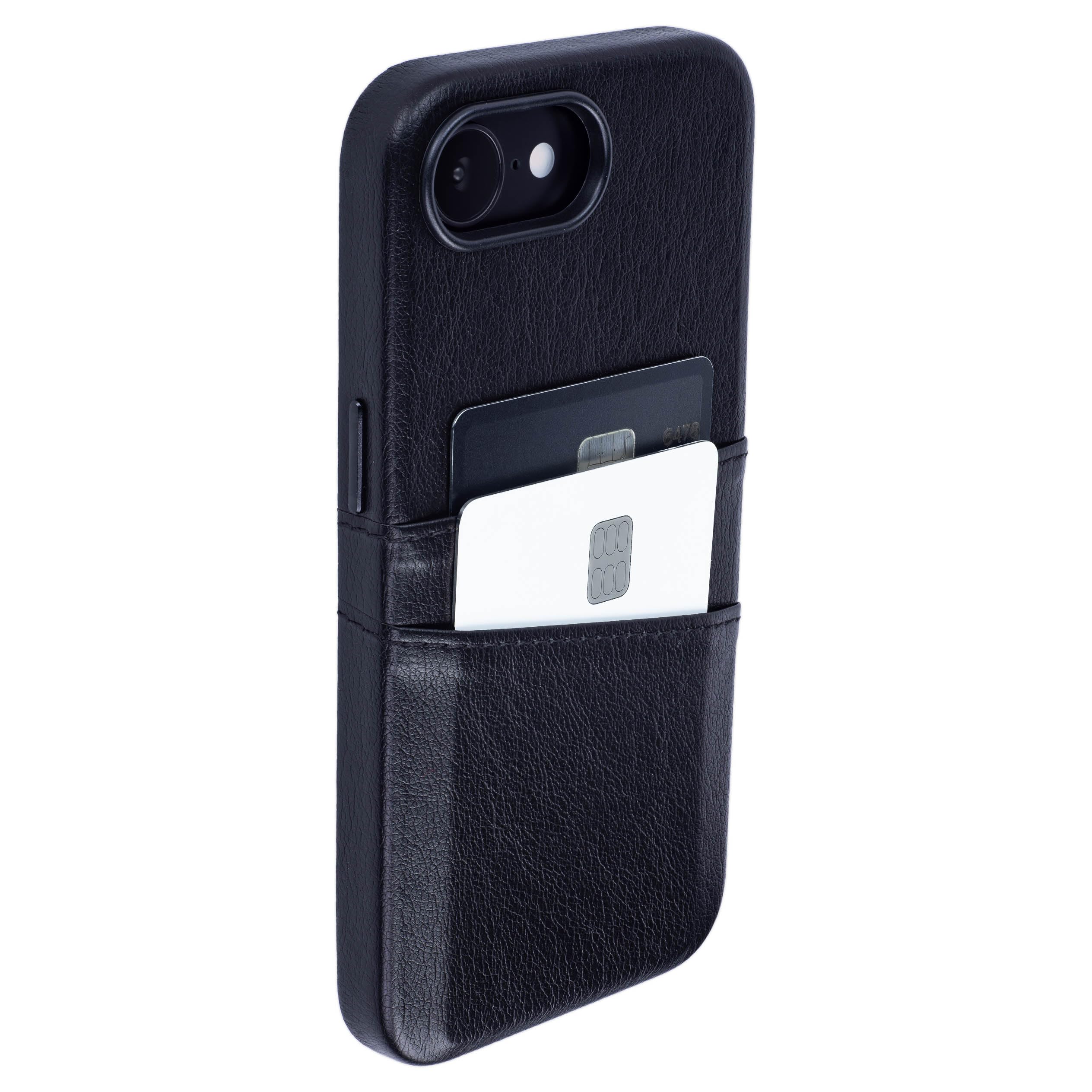 Dockem M2 Exec Funda para iPhone 17e, iPhone 16e con Tarjetero Cartera y Placa de Metal Integrada para Montaje Magnético: 2 Bolsillos para Tarjetas: Carcasa de Cuero Sintético Premium (Negro)