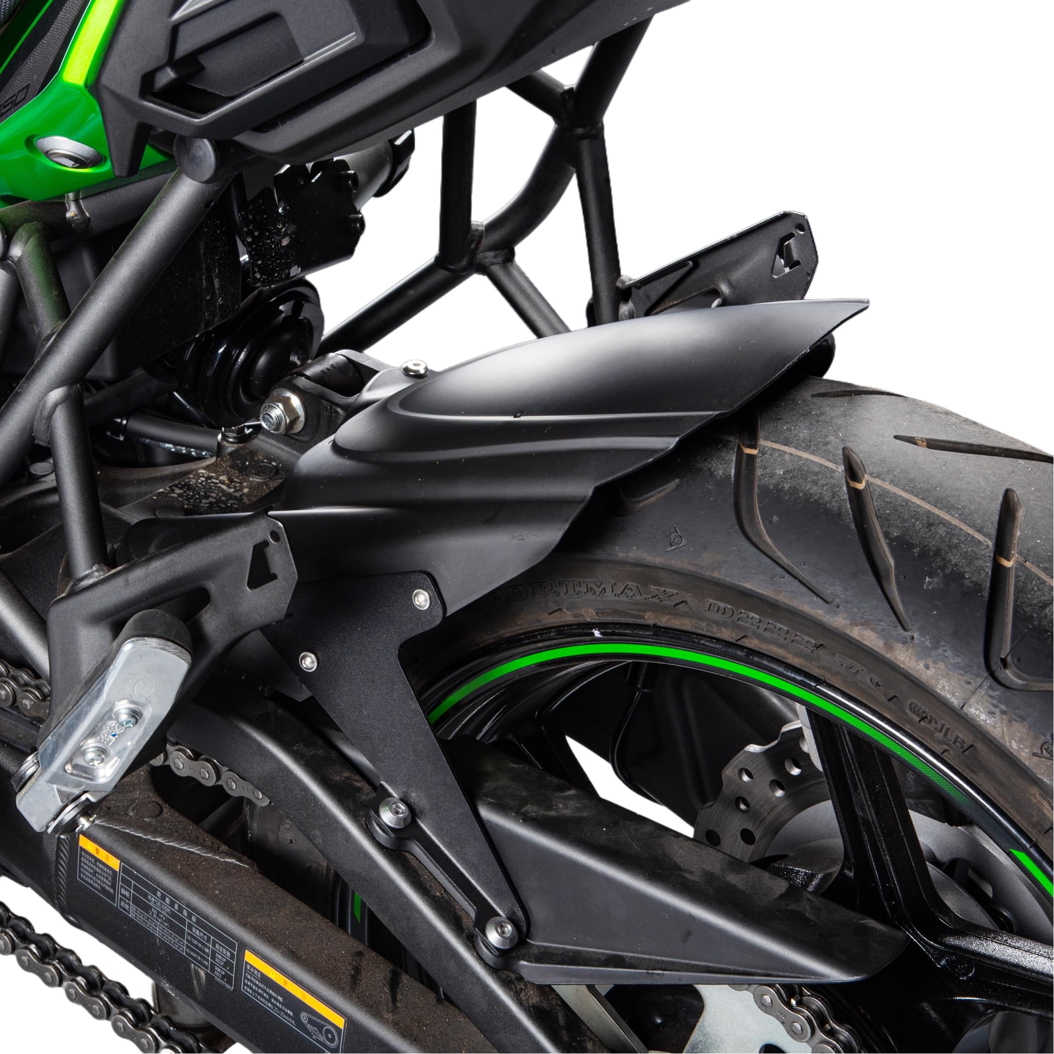 Motorrad Hinten Hugger Fender Kotflügel Kompatibel mit Versys 650 KLE650 Versys650 2015-2025 2021 2022 2023 2024 Radabdeckung Reifen Spritzschutz (Schwarz)