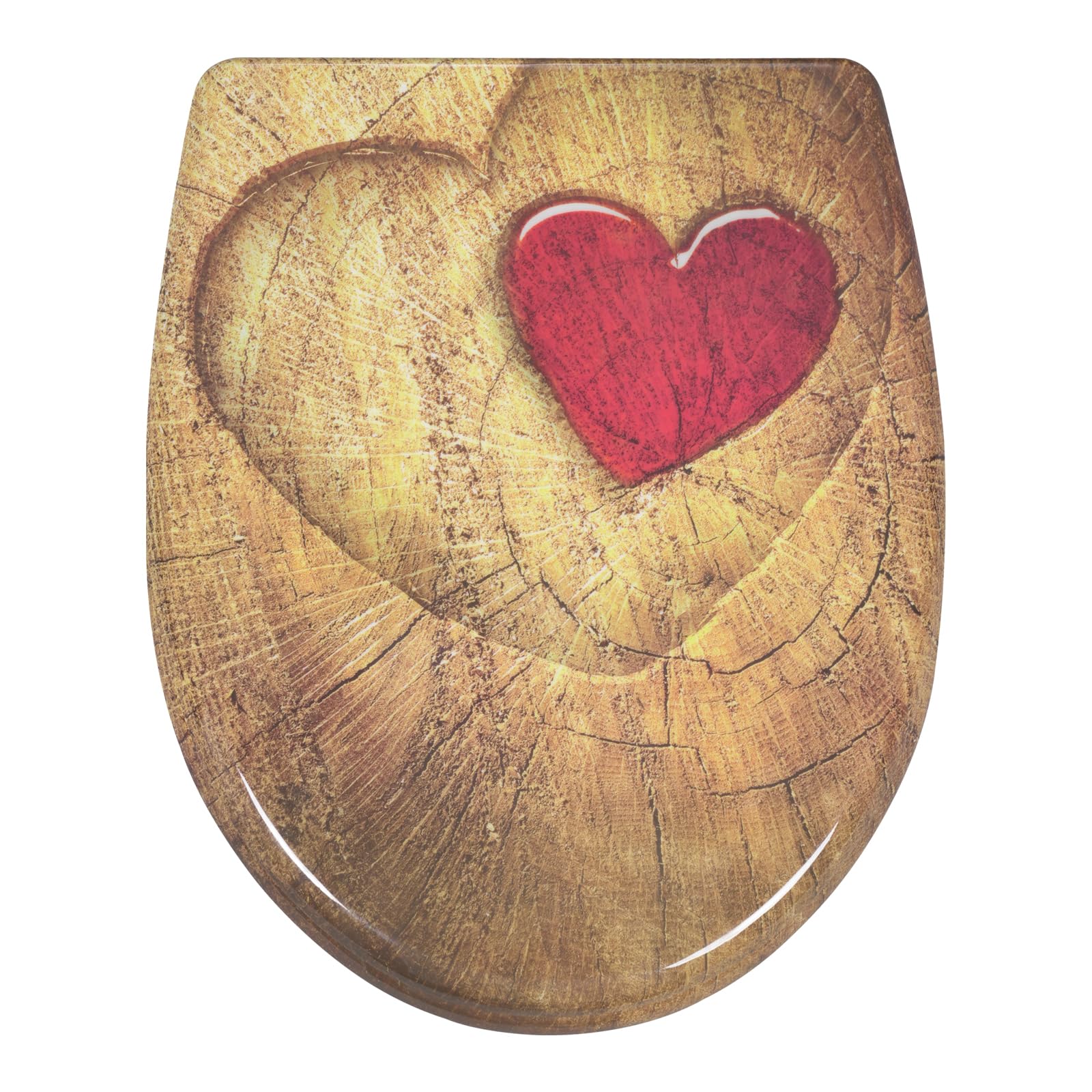 WOLTU O-Shape Soft-Close Toilet Seat with Quick-Release Function and Decorative Motif, Top or Bottom Mounting, 175kg Load Capacity