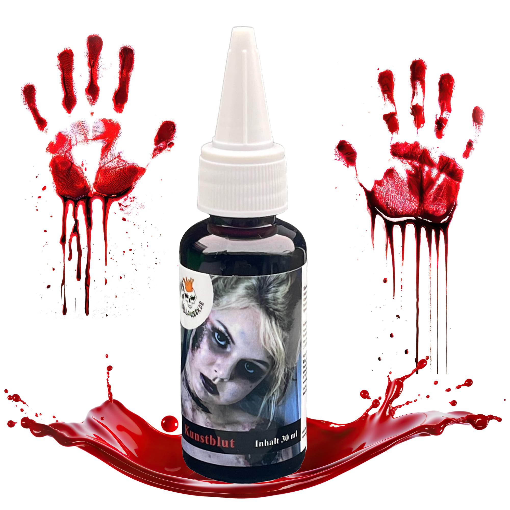 Fake Blood, Dark Red Blood Gel Thick Consistency – 1.01 fl.oz (30 ml) Dispenser Bottle, Halloween Makeup & Costume Fake Blood by King of Halloween.de