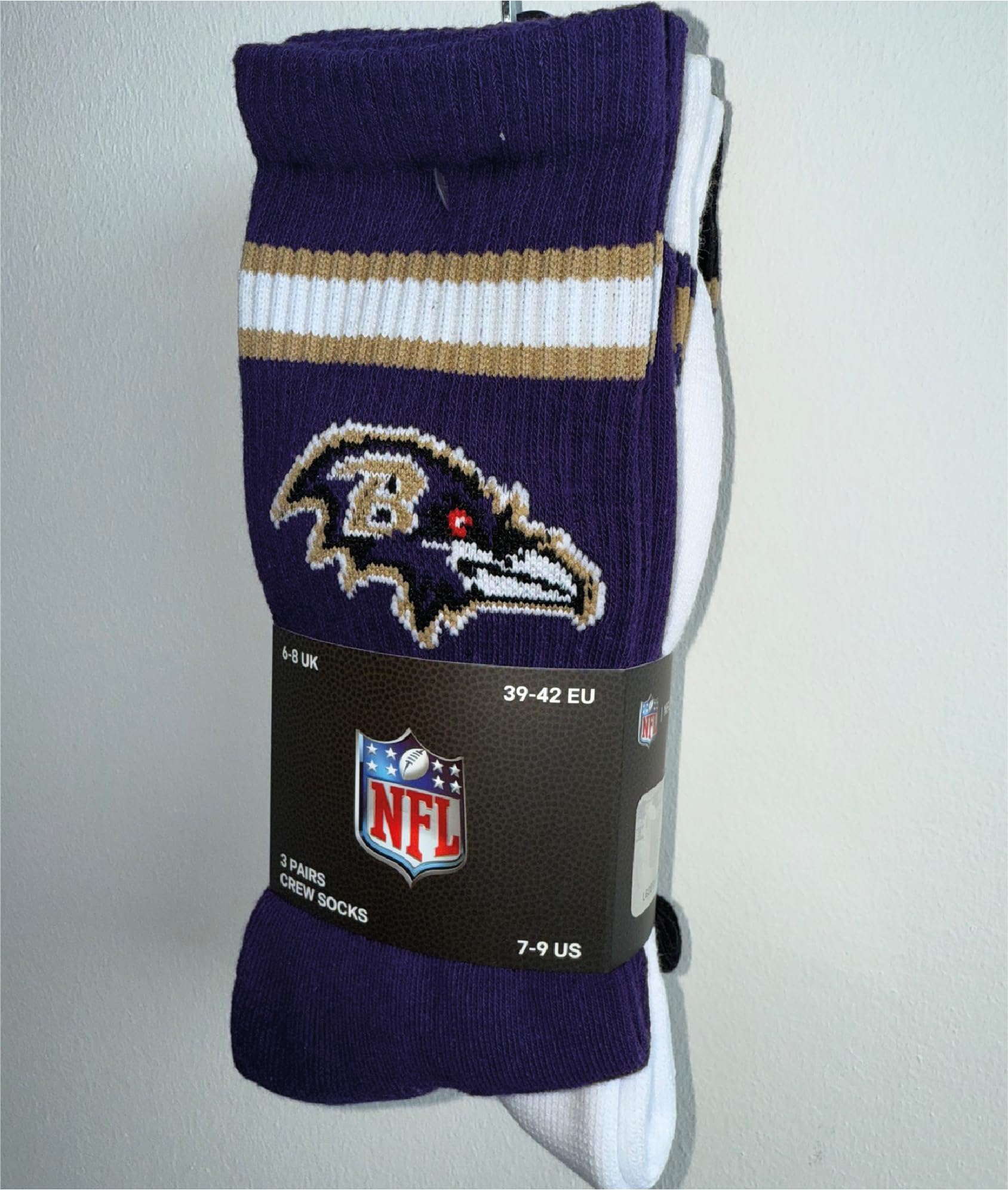 NFL Baltimore Ravens 3pk Crew Socks Unisex Adulto