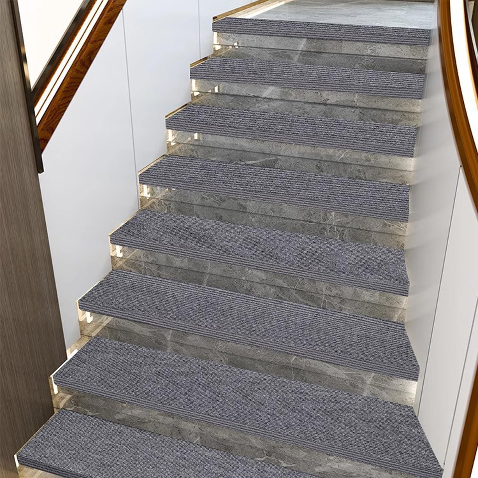 YTBHSHXZ stair treads， 8" X 30" Indoor Stair Runners Rugs Self Adhesive Pads for Staircase Step Treads(Grey a,15pcs)