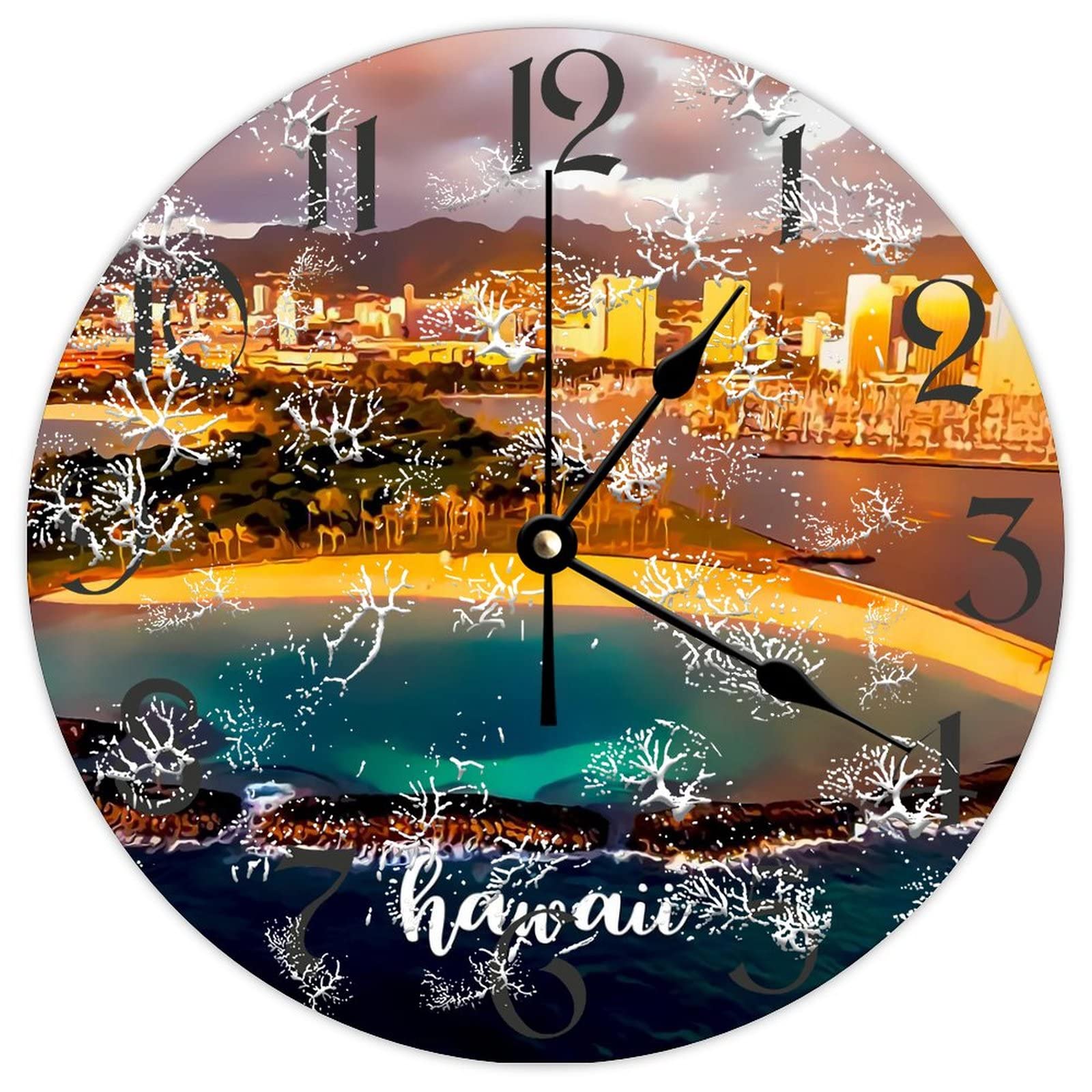 Horloge murale ronde en bois Hawaï : le cadeau idéal et rustique de 38 cm