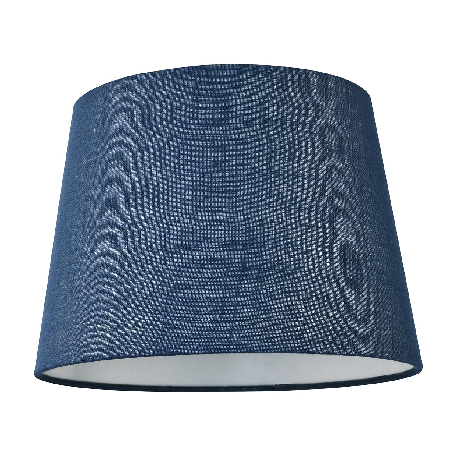 Happy Homewares Modern Denim Effect Navy Midnight Blue Linen Fabric Drum Lamp Shade from B&Q