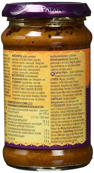 PATAKs Jalfrezi Curry Paste Slightly Sharp Spice Paste for Authentic Curry Dishes Ideal for Seasoning Meat Fish or Vegetables 1 x 283 g