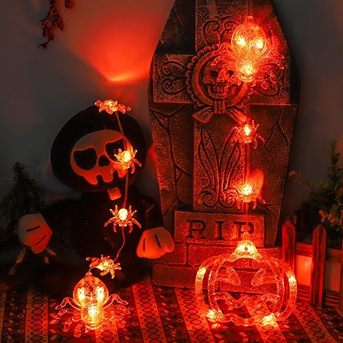 Miniatura 1 de Luces de decoración de ventana de Halloween, paquete de 2 luces de calabaza araña, murciélago, fantasma, Halloween con ventosa, funciona con pilas,