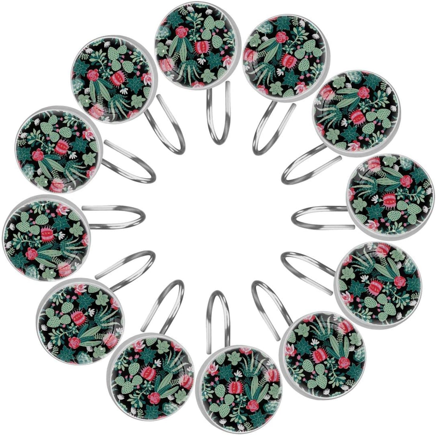 Set of 12 Bathroom Shower Curtain Hooks for Shower Curtain