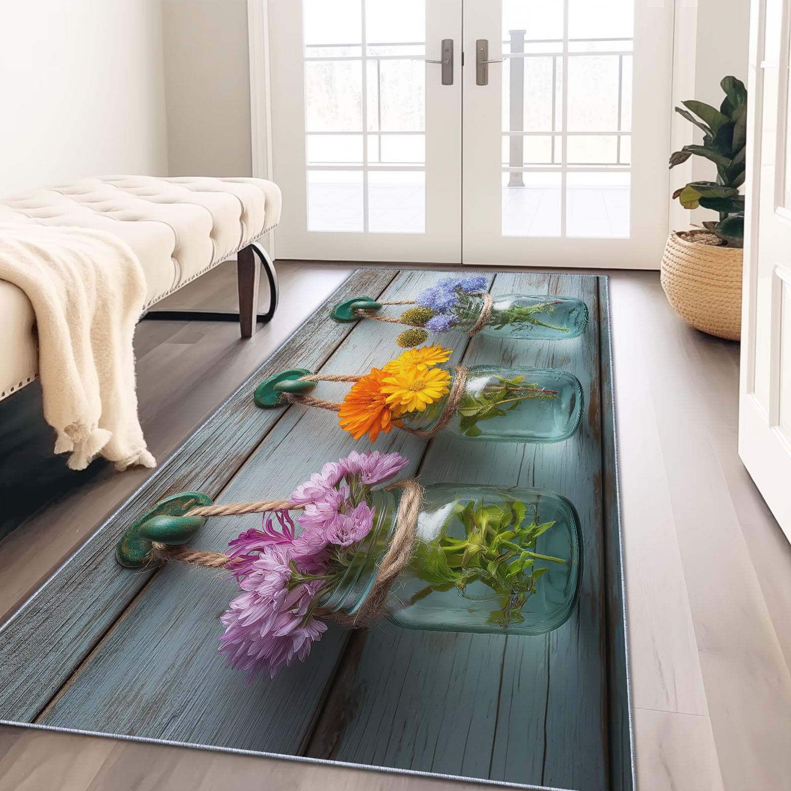 Tapis de cuisine antidérapant 60 x 180 cm long tapis de couloir salon lavable