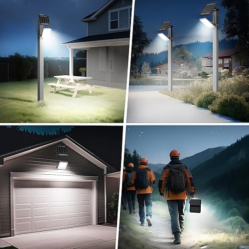 Miniatura 7 de Luz de inundación solar de 100 W, impermeable, 24000 lm 6500 K, luz de calle solar con control remoto, lámpara solar del atardecer al amanecer,
