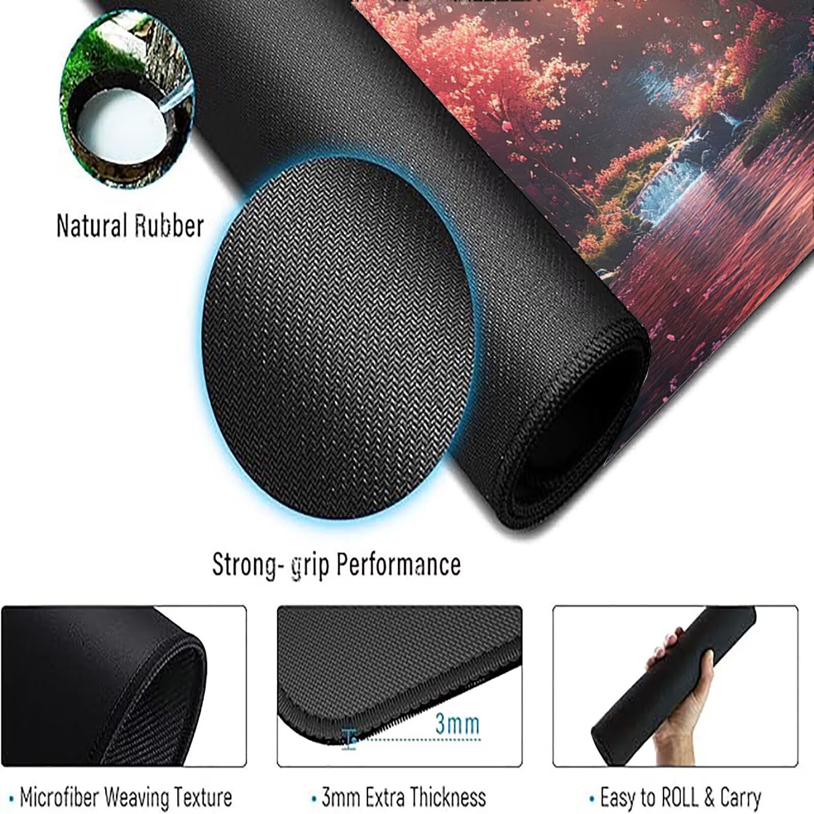 Podkładka pod mysz XXL 1400 x 700 mm różowa podkładka pod mysz z krajobrazem biurko mata podkładka pod mysz do gier antypoślizgowa gumowa podstawa zszyte krawędzie akcesoria biurowe do gier do biura i