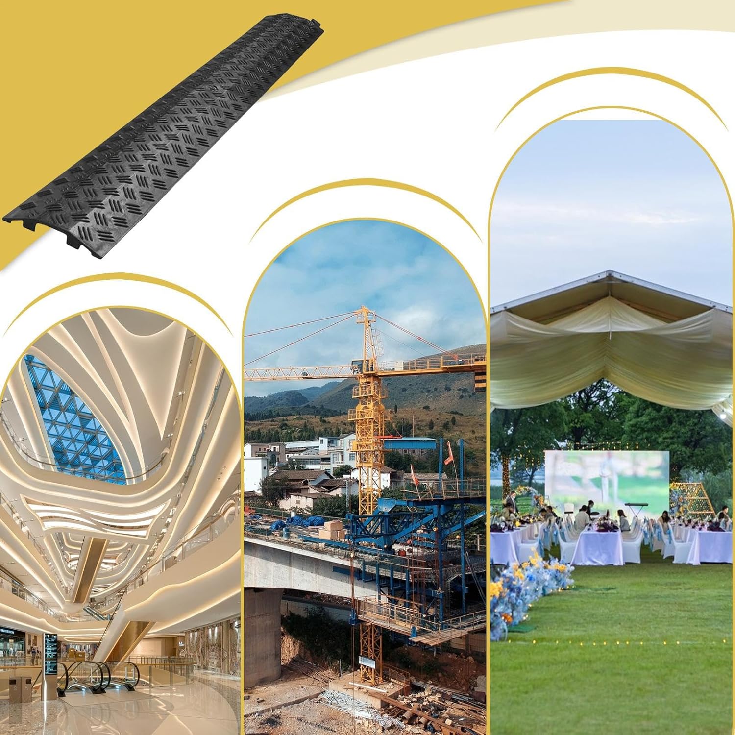 Driveway Hose Protector - Cable Ramp Cover | Sturdy Power Line & Hose Guard for Driveway, Garage, Garden, Asphalt, Sidewalk, and Walkway Protection Indoor Outdoor Use