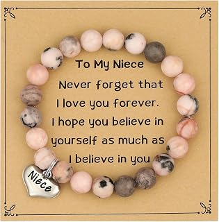 MIXJOY Inspirational Gifts for Women, Heart Charm Pink Elastic Beads Bracelet, Positive Affirmations Get Well Soon Gifts