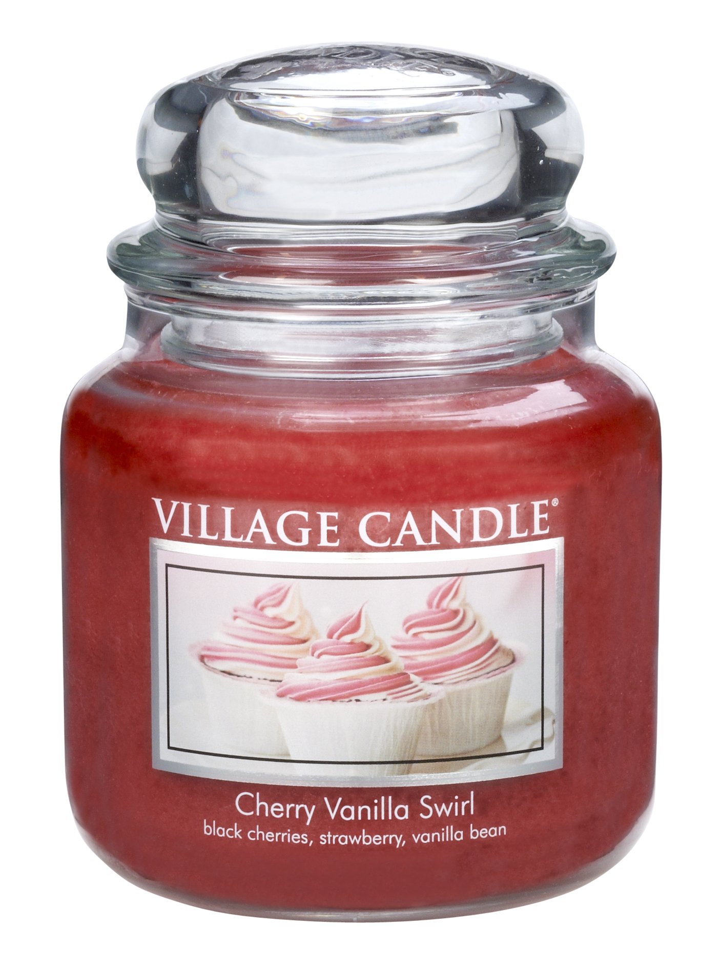 Village Candle Cherry Vanilla Swirl 16 oz Glass Jar Scented Candle, Medium