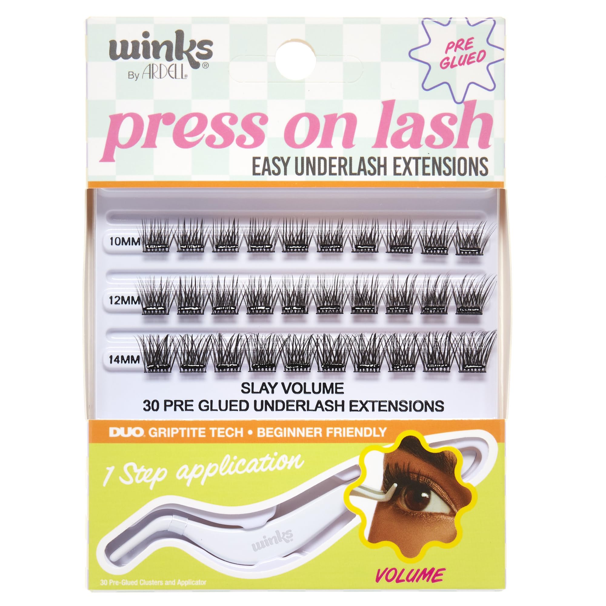Winks Press On Eyelash Extensions, Volume - DIY Lash Clusters, 30 Individual Lashes, Natural Look Lashes with Applicator, 1 Pack