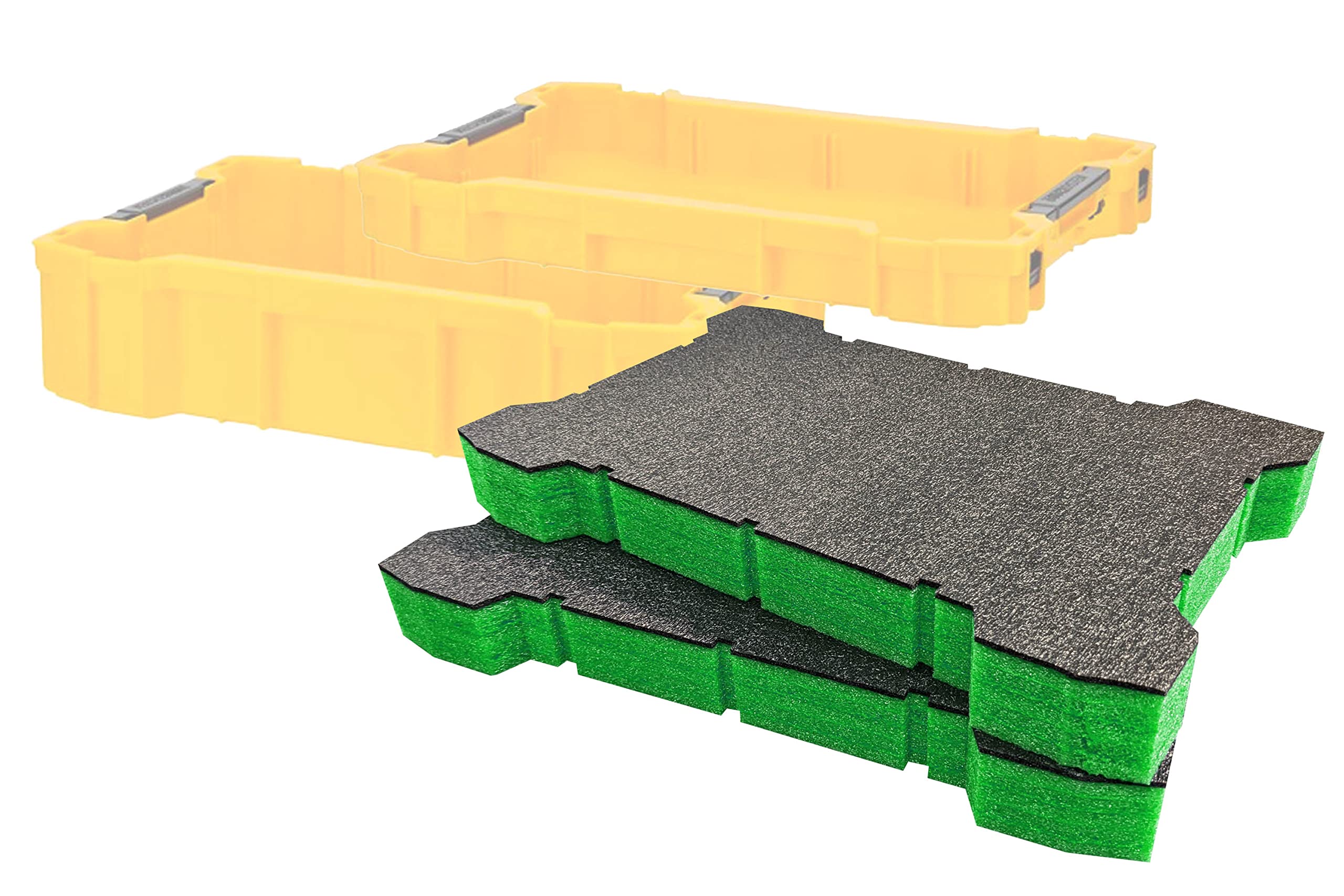 Shadow Foam ToughSystem 2.0 Tool Tray Inserts [Twin Pack] for DeWalt Toolboxes | Tool Organisation (50mm, Green)