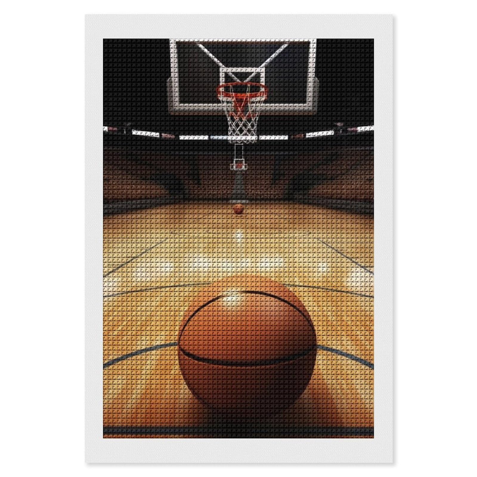 Basketball Diamond Art Kits for Adults, DIY 5D Diamonds Painting Kits for Beginner, Round Full Drill Diamond Dots Painting, 8"x12" Diamonds Pictures Gem Art and Crafts Wall Decor