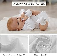 Vista 3 de RUVANTI Unisex Birdseye Flat-Fold Cloth Diapers for Babies 3 Pack, 100% Cotton Reusable Diaper Inserts 23x23 Inches, White