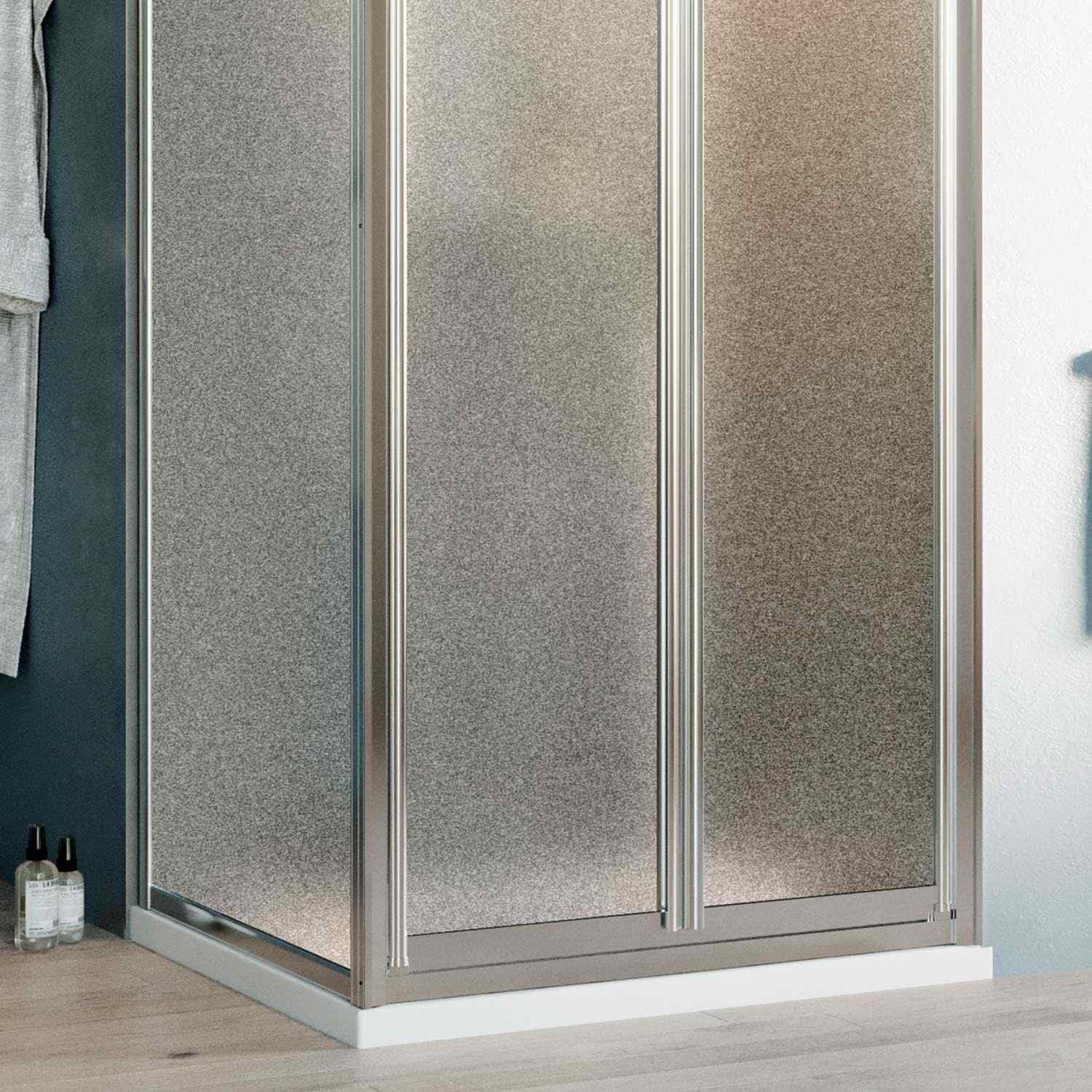 Idralite Cabina de Ducha en ángulo 75x75CM H198 Cristal Opaco Fijo+Saloon 2 Puertas Batientes 75 Mod. West
