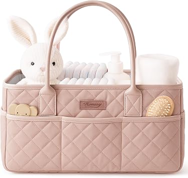 Konssy Baby Diaper Caddy Organizer, Solid Design with PU Leather Handles