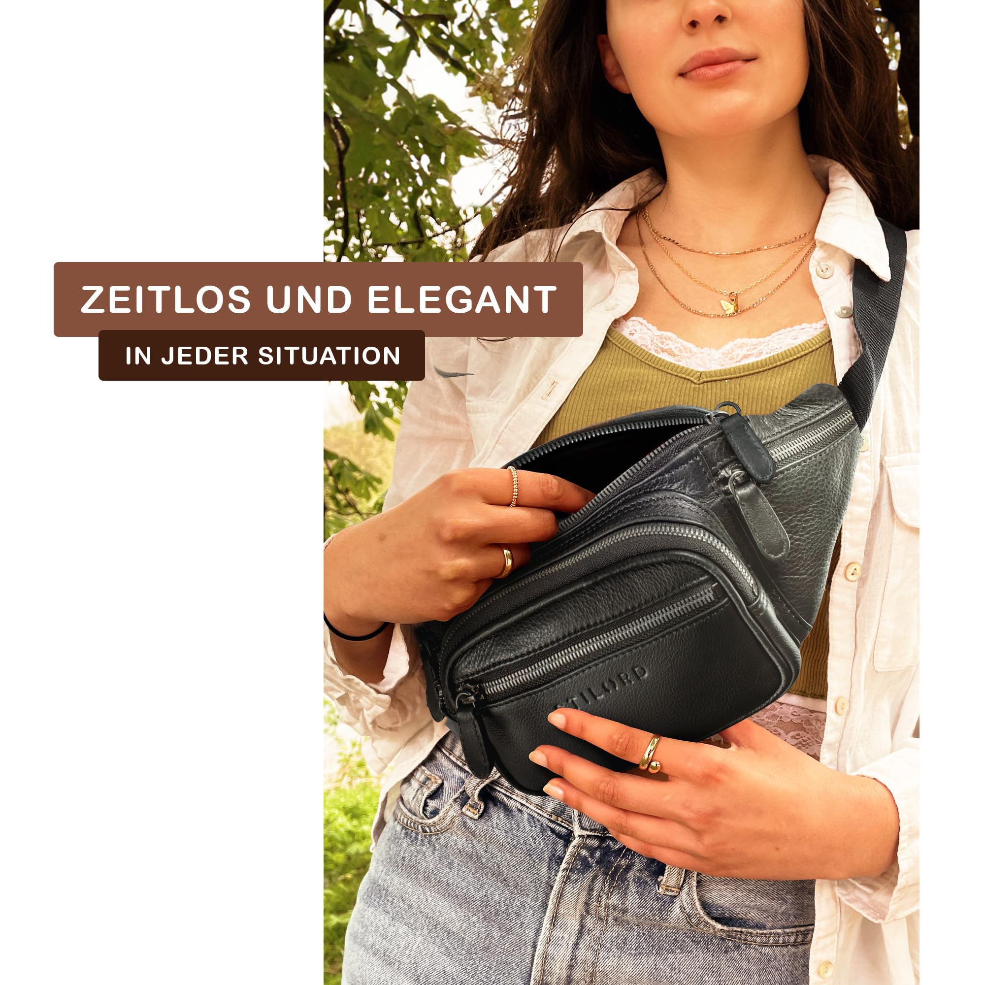STILORD große Leder-Bauchtasche Cognac - Vintage Gürteltasche für Herren, Damen & Kinder - Retro Hüfttasche für Jogging, Festival, Urlaub Caspar