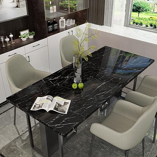 Miniatura 5 de CRE8TIVE Papel de contacto de mármol negro para encimeras, papel tapiz de mármol brillante impermeable para despegar y pegar, autoadhesivo, rollo de