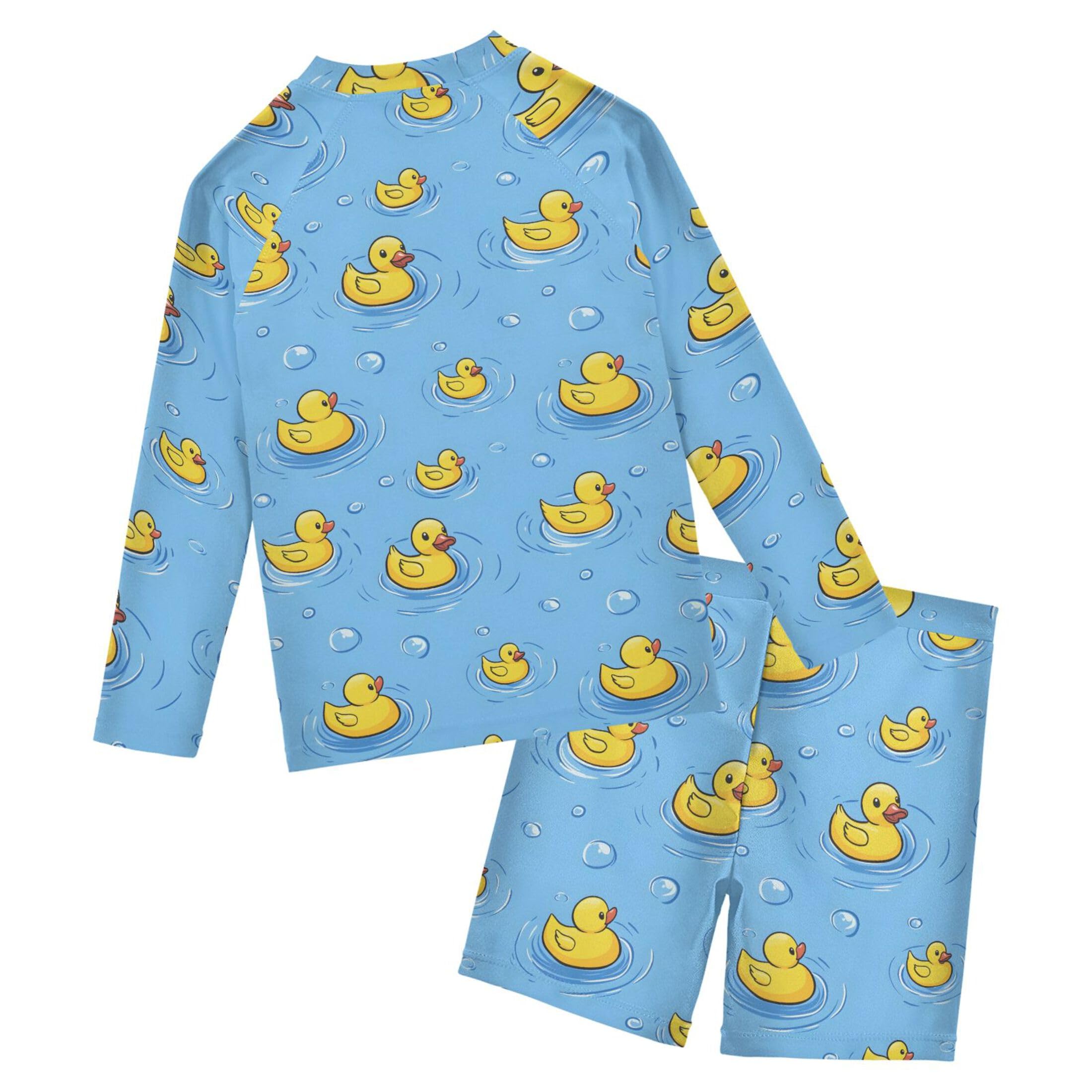 Little Yellow Duck Cute Animal Baby Boys' Toddler Long Sleeved Rashguard Swim Bathing Suit Set B0403716