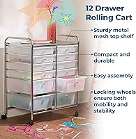 Vista 9 de Honey-Can-Do - Carrito de almacenamiento con ruedas y organizador con 12 cajones de plástico