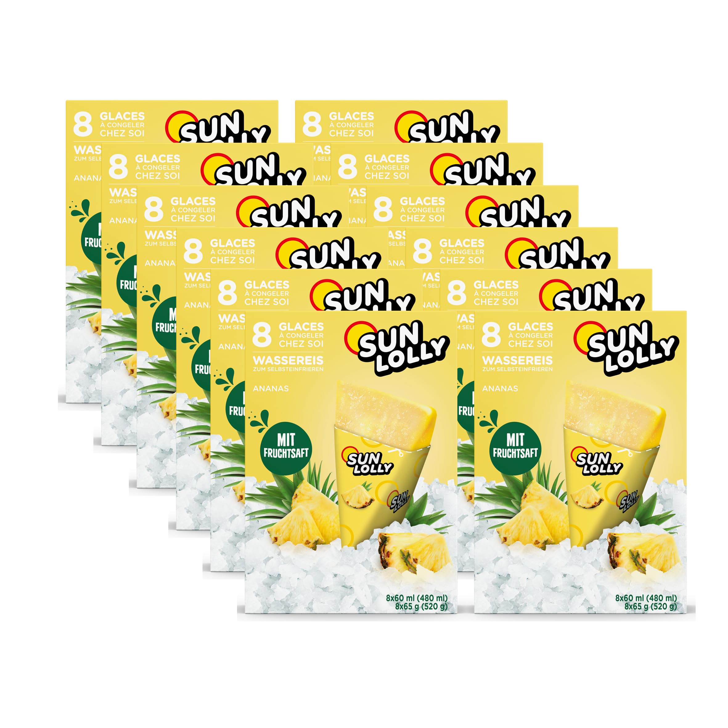 Sun Lolly Wassereis Ananas 12er Vorratspack 12 x 480ml Mit Fruchtsaft