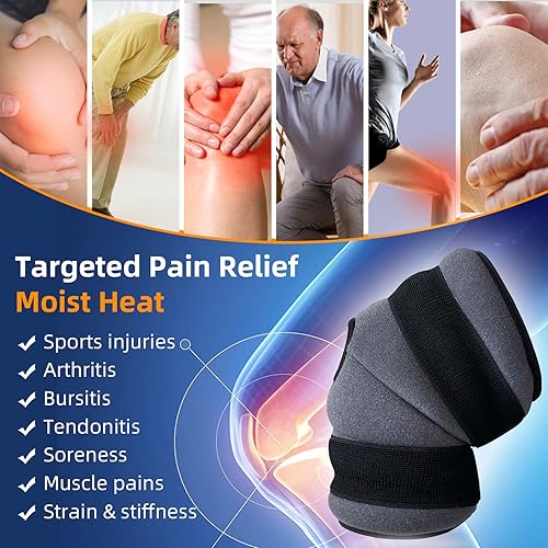 Miniatura 2 de Rodilleras para dolor de rodilla, almohadilla térmica para microondas de 15.5 x 8.26 pulgadas, compresión de envoltura térmica para dolor articular,
