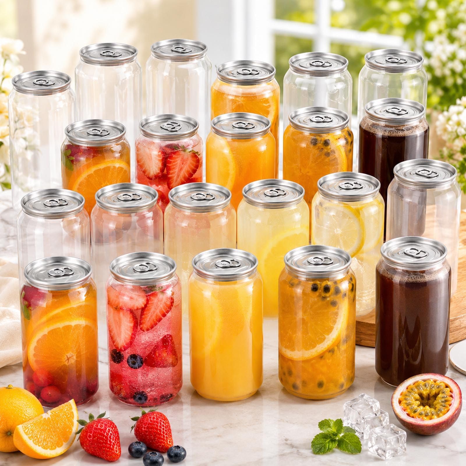 menglanchang 200 Gobelets Pet Alimentaire RéUtilisables Avec Couvercles – Smoothies, ThéS & Boissons Froides EasyPeelLid-330ml