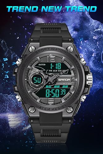 Miniatura 4 de findtime Reloj militar táctico para hombre, resistente al agua, resistente al aire libre, deportivo, analógico, digital, 1224H, cara grande,