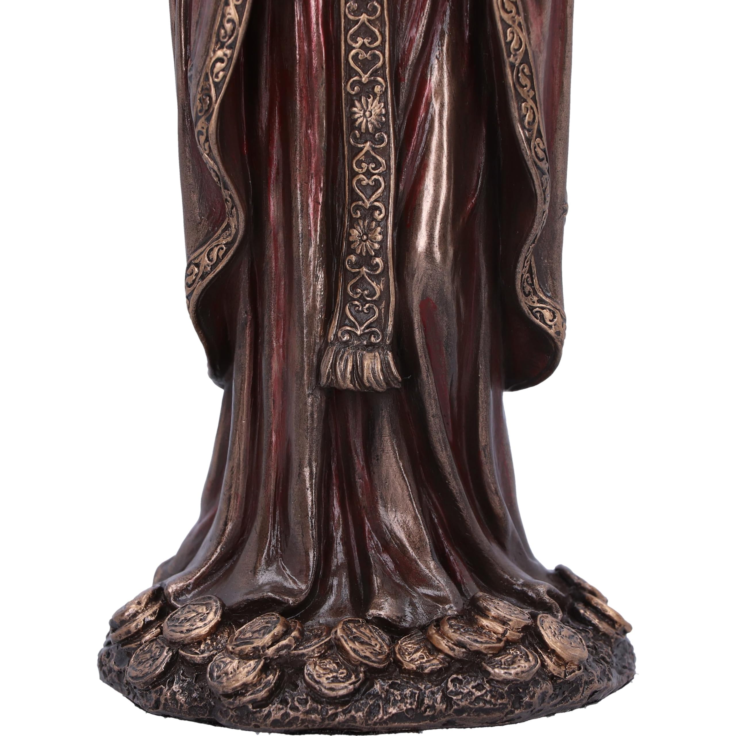 Nemesis Now Santisima Muerte - Statuetta in resina, 19 cm, rosso/bronzo, raffigurante il santo della morte in preghiera, in resina di alta qualità, sapientemente dipinta a mano