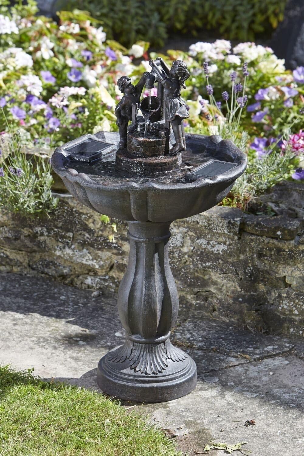 Garden Mile® Bronze Effect Table Water Feature Fountain for Garden | Freestanding Tipping Pail Cascade Patio Lawn Centrepiece (Tipping Pail Fountain)