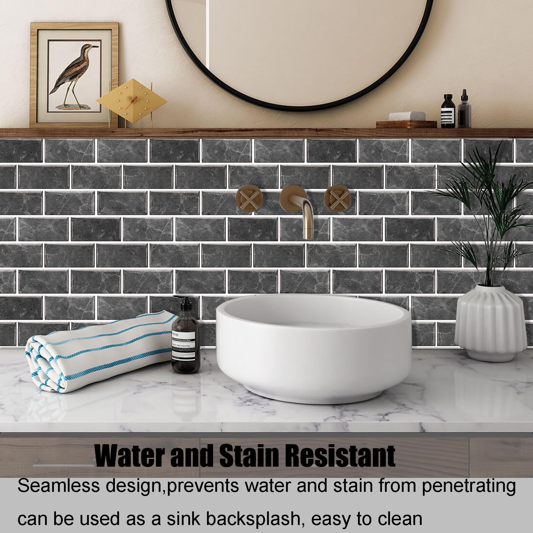 18 Pezzi Adesivi Per Piastrelle, BYLife Retro Piastrelle Adesive - 7