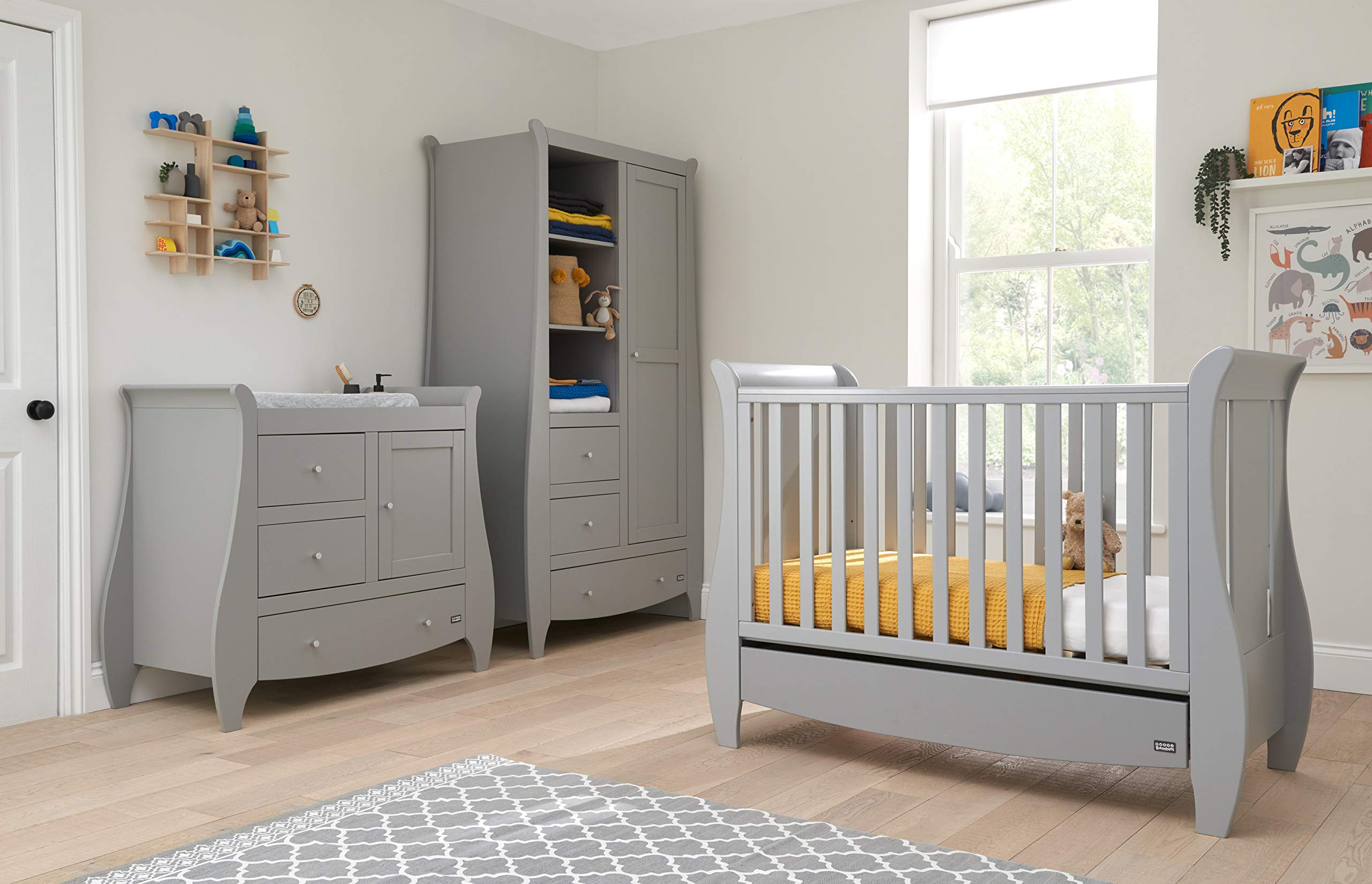 Tutti Bambini Katie Nursery Furniture Set Baby Cot Bed, Sleigh Design